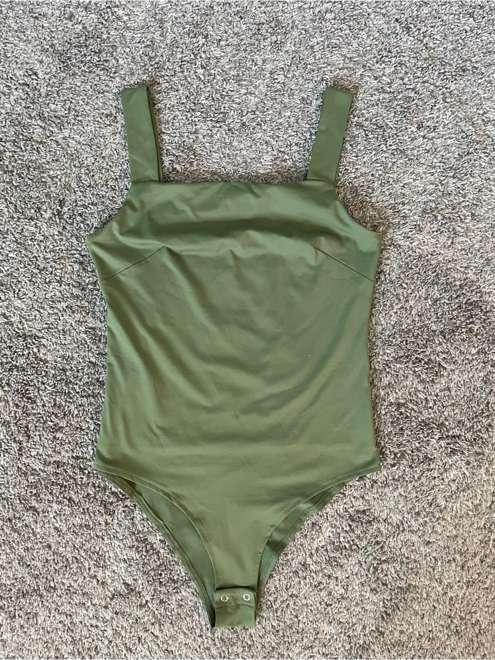 ReoRia Olive Green Square Neck Bodysuit with Wide Straps